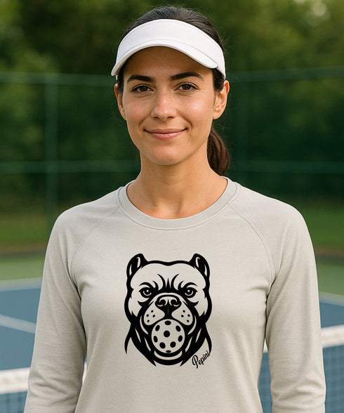 Pepini Bulldog Grip | Long Sleeve Performance Tee by Pepini Pickleball β white Men's Long Sleeve Performance Tee front view